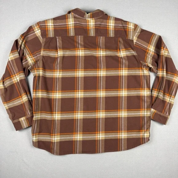 Carhartt Rugged Flex Plaid Flannel Shirt Mens 2XL Brown Orange TW5945-M Relaxed - Picture 6 of 9
